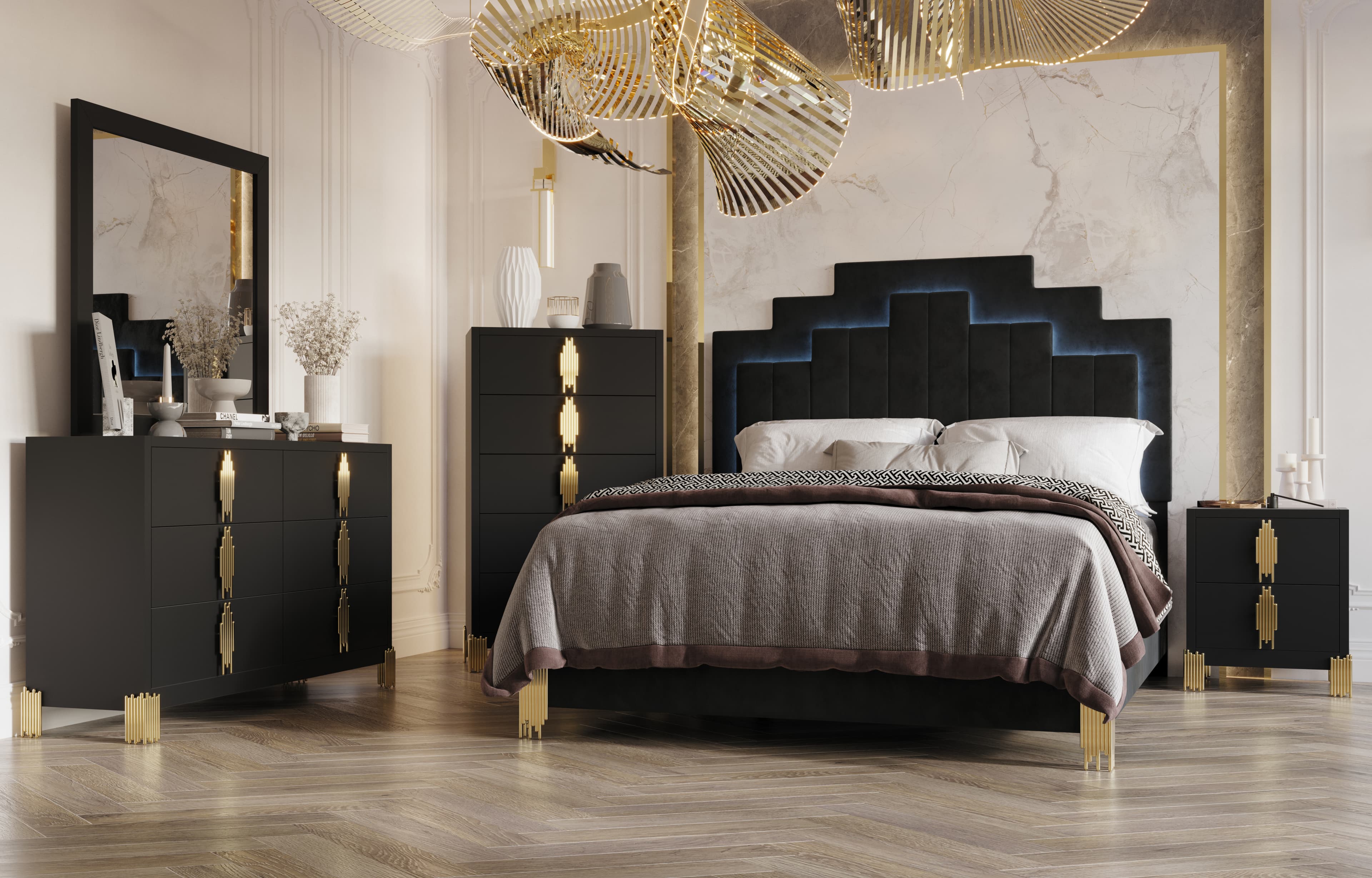 B345 King Bed — Black