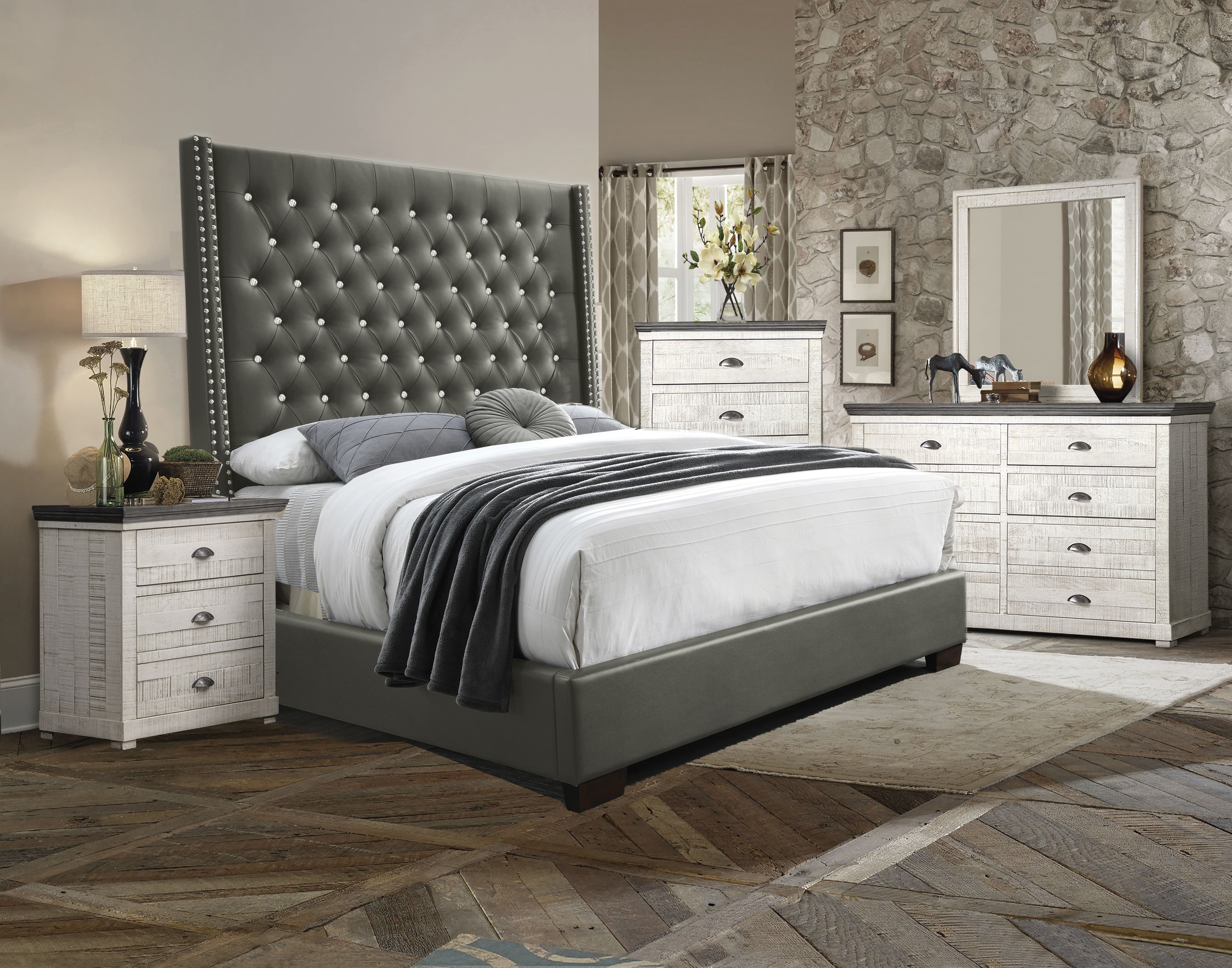 B520 BED King Bed — Champagne