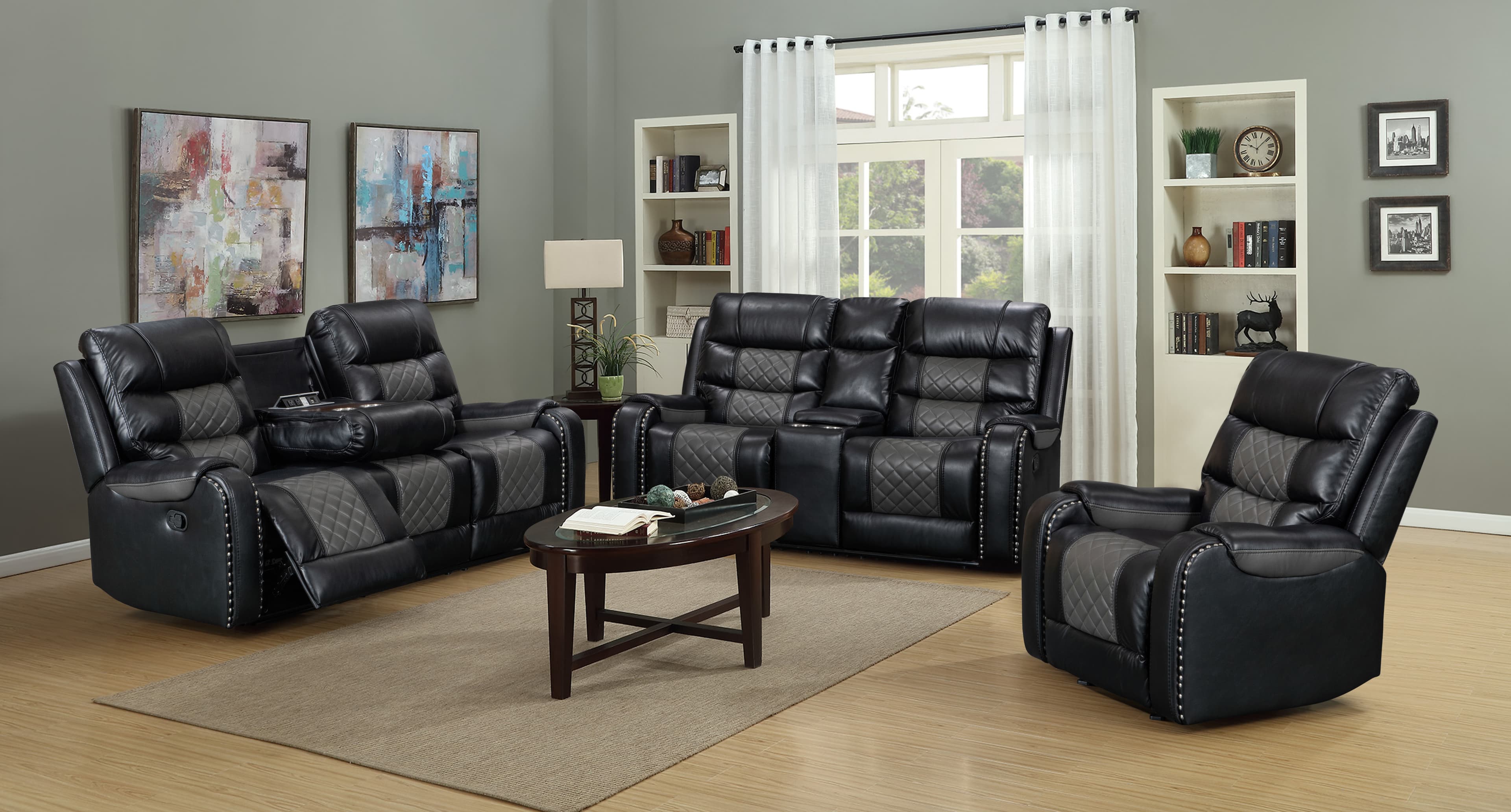 U120 Reclining Sofa w/ Drop Table & USB