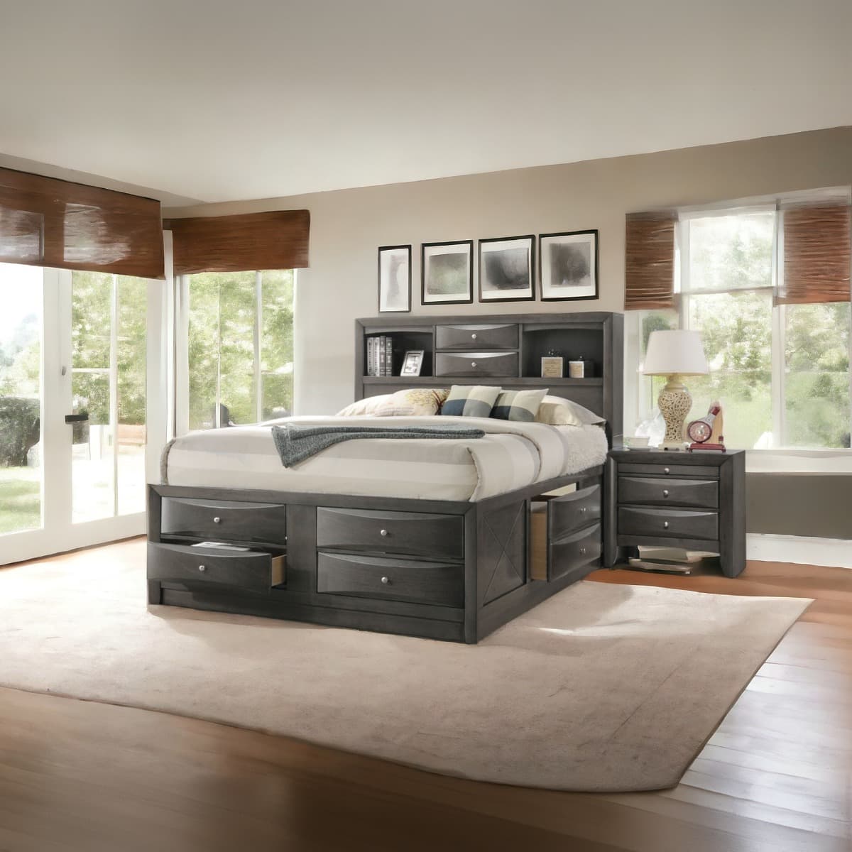 Queen Bed W/Storage 8