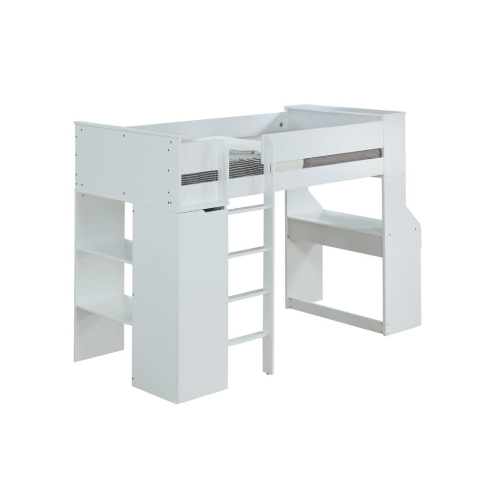 Twin Loft Bed W/Desk & Wardrobe