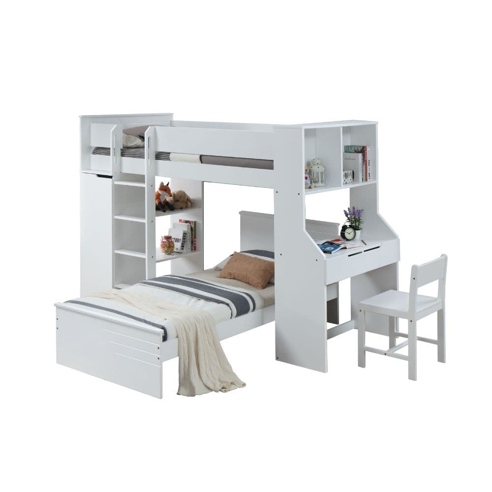 Twin Loft Bed W/Desk & Wardrobe 4