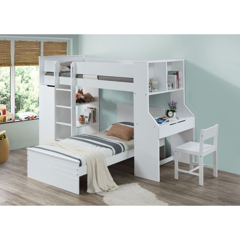 Twin Loft Bed W/Desk & Wardrobe 5