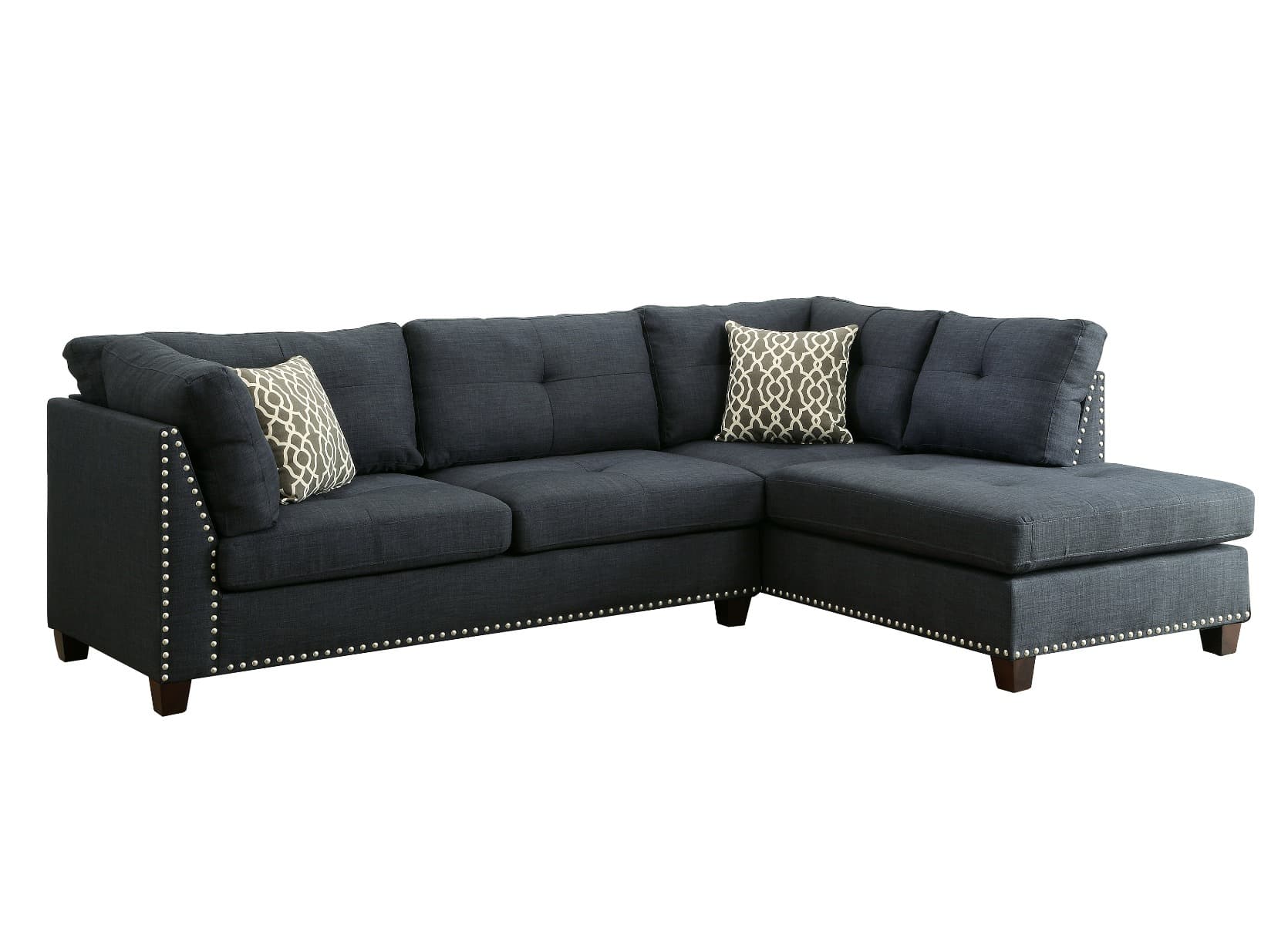 Sectional Sofa & Ottoman W/2 Pillows