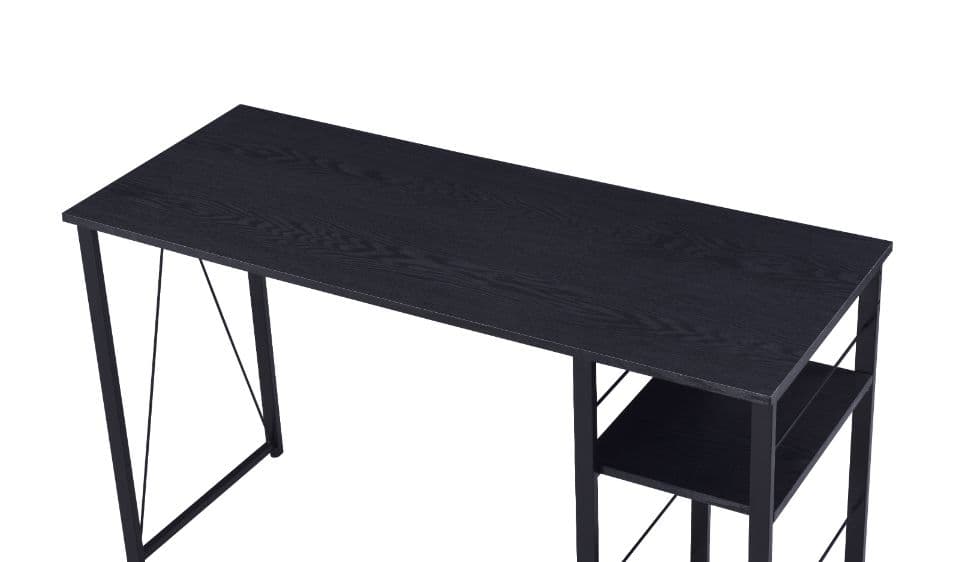 Personify your workplace with some bold,clear and strong accessories. The distressed wood furniture piece pairs with black metal framing for aesthetic balance and gives a rustic industrial look. It includes two open shelves for additional storage space and the lower shelf featuring large space is great for a computer box.  The Vadna Desk will set the tone for the whole space.