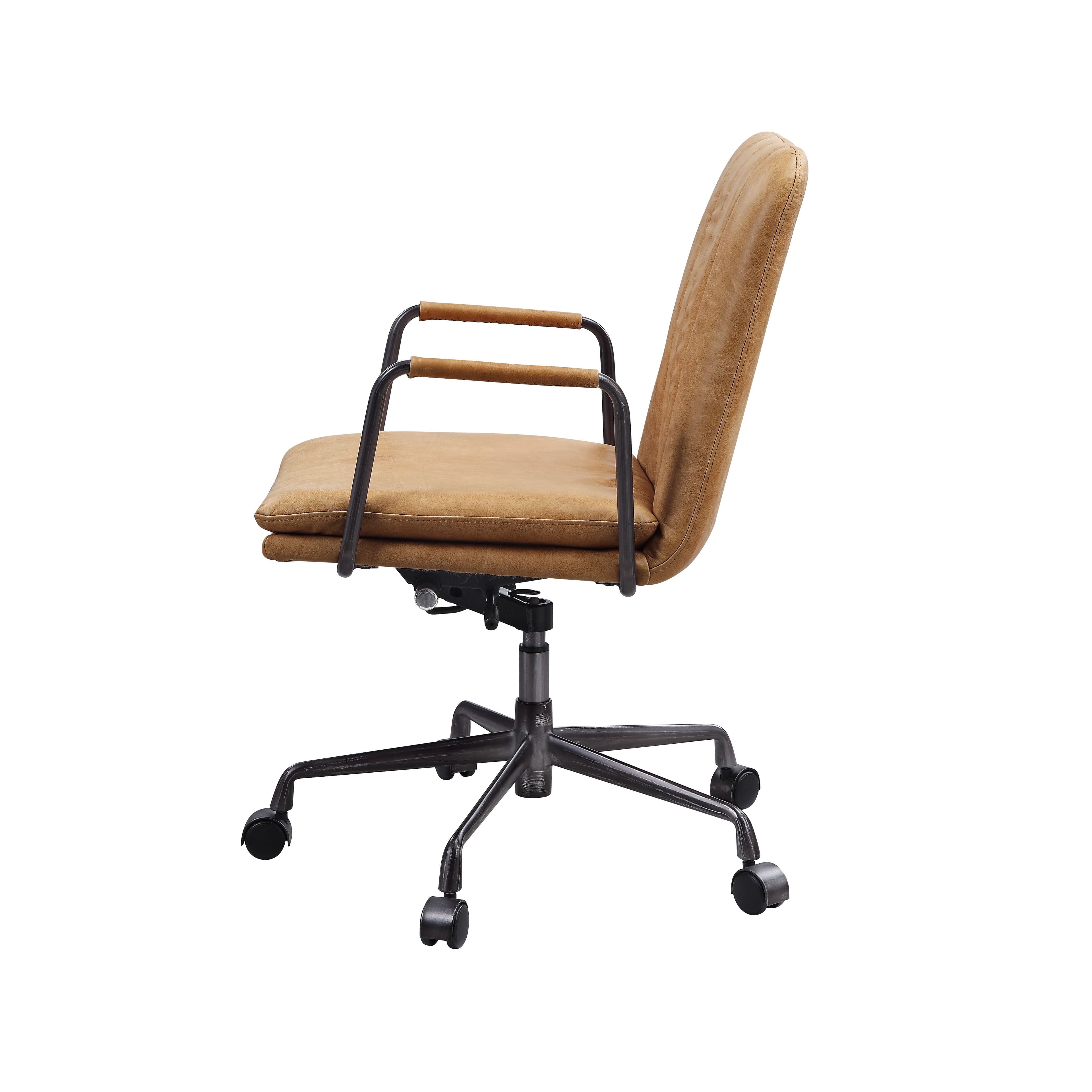 Featuring stunning channel stitching and a fivestar base, the Eclarn office chair updates any office space into a luxurious modern atmosphere. This chair features smooth topgrain leather upholstery and lined armrests. With a minimalistic yet refined fabrication, this chair brings out a simplistic style that highlights comfort and functionality with a 360degree swivel.