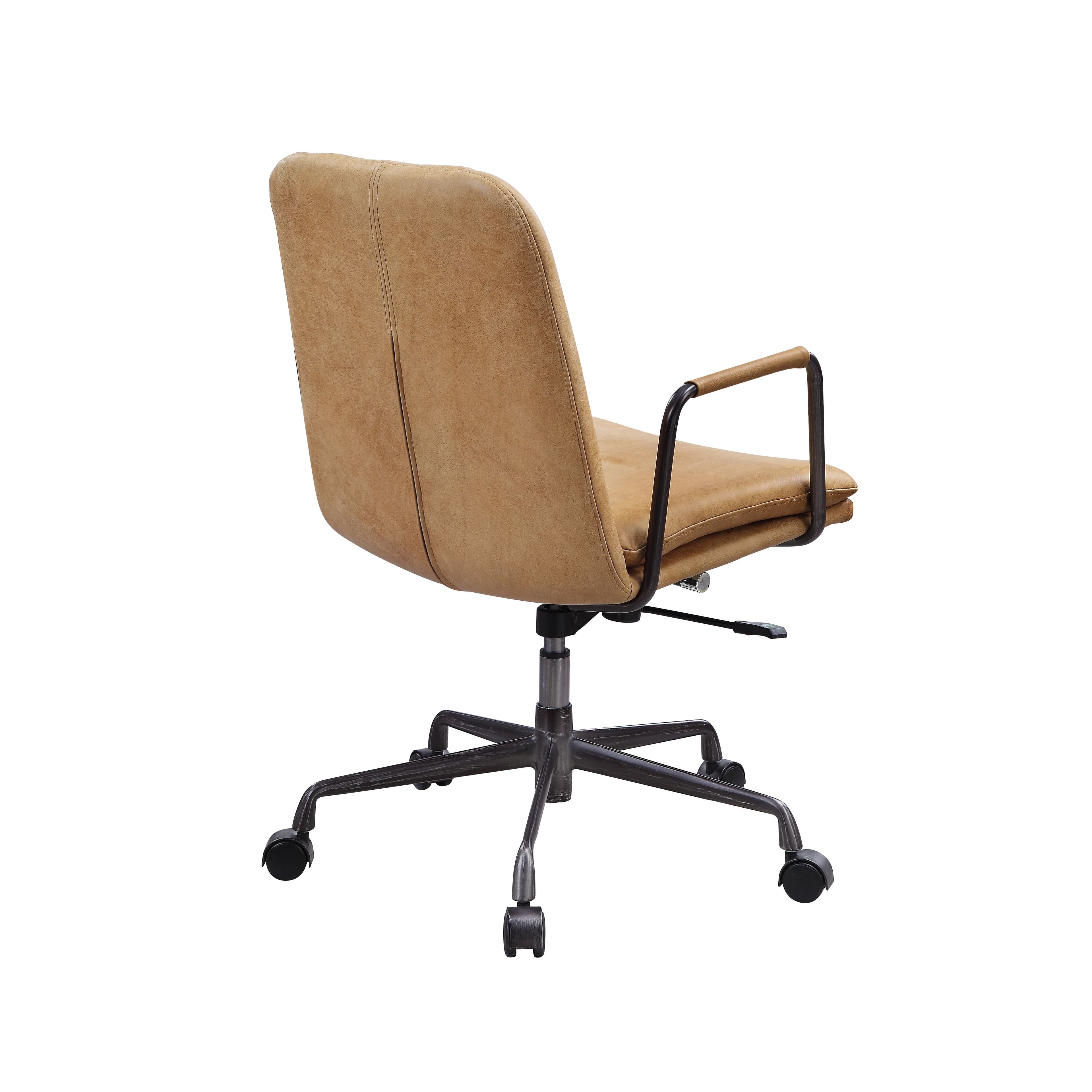 Featuring stunning channel stitching and a fivestar base, the Eclarn office chair updates any office space into a luxurious modern atmosphere. This chair features smooth topgrain leather upholstery and lined armrests. With a minimalistic yet refined fabrication, this chair brings out a simplistic style that highlights comfort and functionality with a 360degree swivel.