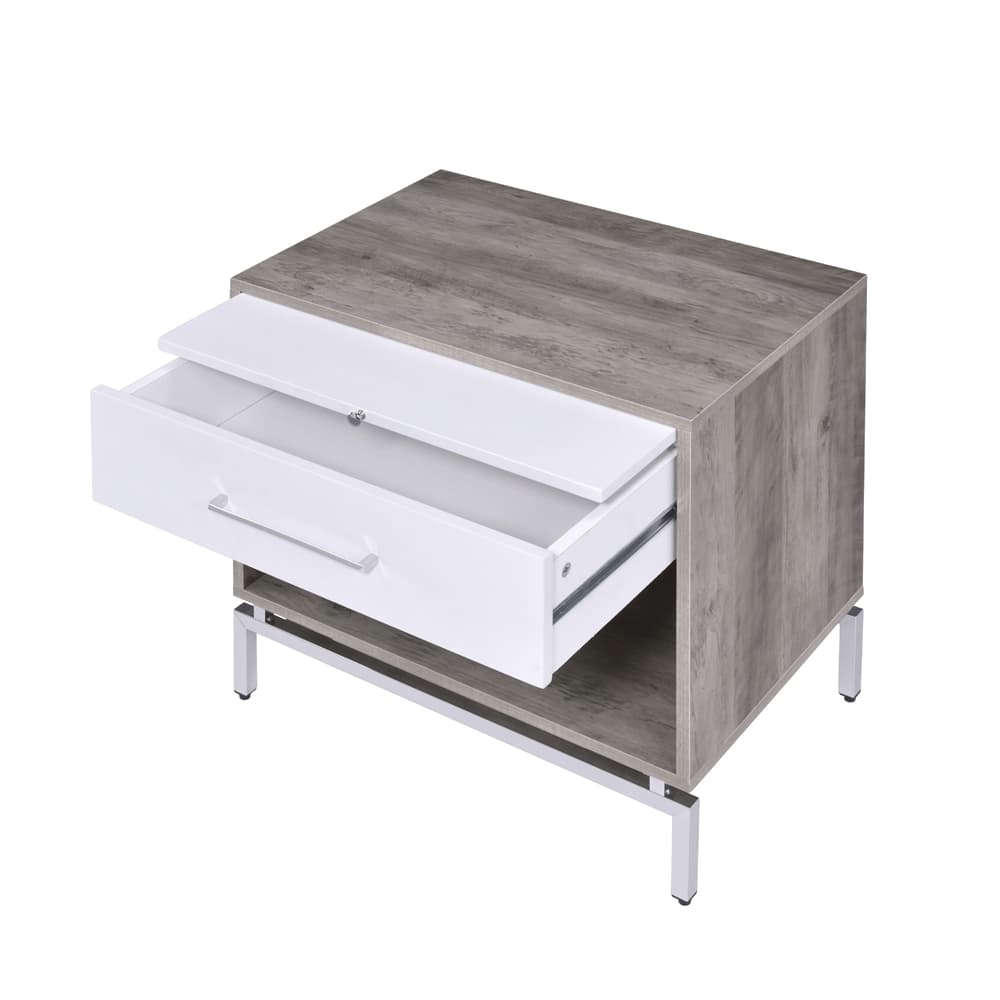 The Cistus accent table will add a contemporary touch to any room in your home. It features wooden frame, rectangular table top in Gray oak finish and a pull tray in white finish at the front to extend the surface space for resting books and glasses. Furthermore, with 1 storage drawer and open storage compartment, storage place is easier to utilize and keep things organized.
