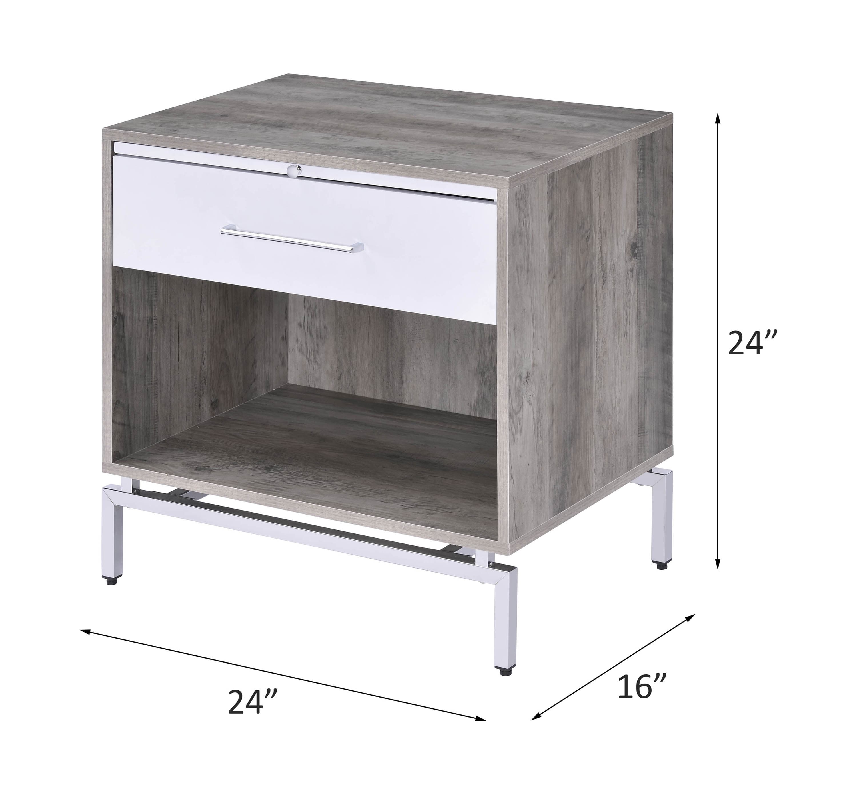 The Cistus accent table will add a contemporary touch to any room in your home. It features wooden frame, rectangular table top in Gray oak finish and a pull tray in white finish at the front to extend the surface space for resting books and glasses. Furthermore, with 1 storage drawer and open storage compartment, storage place is easier to utilize and keep things organized.