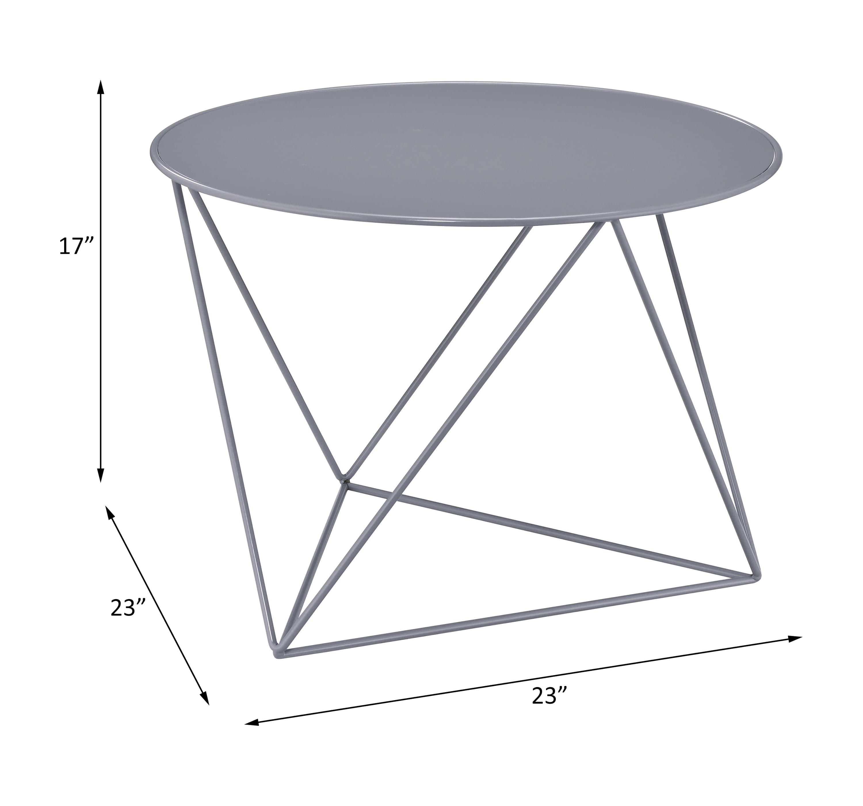 Bring dimension, depth and distinctive visual appeal with this modern geometric design.  The accent table boasts a cool and fun look.  Round table top paired with irregular metal base adds a uniquely attractive contrast to this table.  It's powder coating provides a beautiful, durable finish and supports four different colors including: blue, yellow, white, gray. Use the Epidia Accent Table to achieve a youthful and bright decor scheme