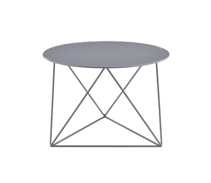 Bring dimension, depth and distinctive visual appeal with this modern geometric design.  The accent table boasts a cool and fun look.  Round table top paired with irregular metal base adds a uniquely attractive contrast to this table.  It's powder coating provides a beautiful, durable finish and supports four different colors including: blue, yellow, white, gray. Use the Epidia Accent Table to achieve a youthful and bright decor scheme