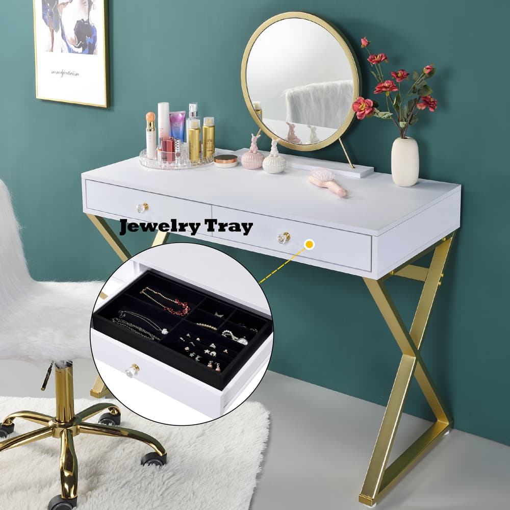 Vanity Desk W/Mirror & Jewelry Tray 8