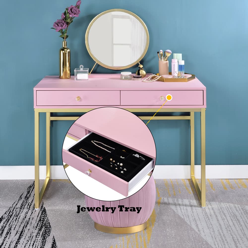 Vanity Desk W/Mirror & Jewelry Tray 8