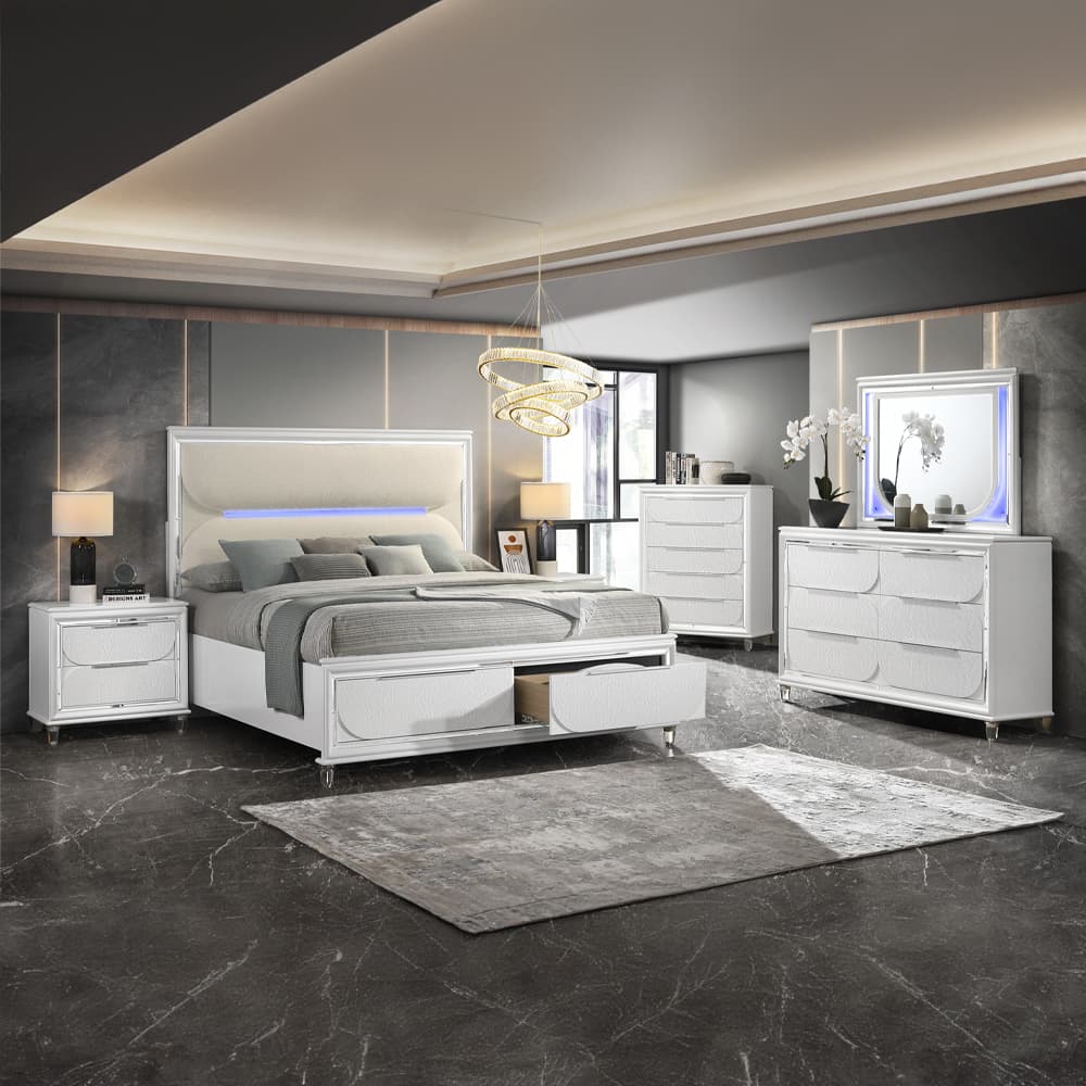 Eastern King Bed W/Storage & LED 8