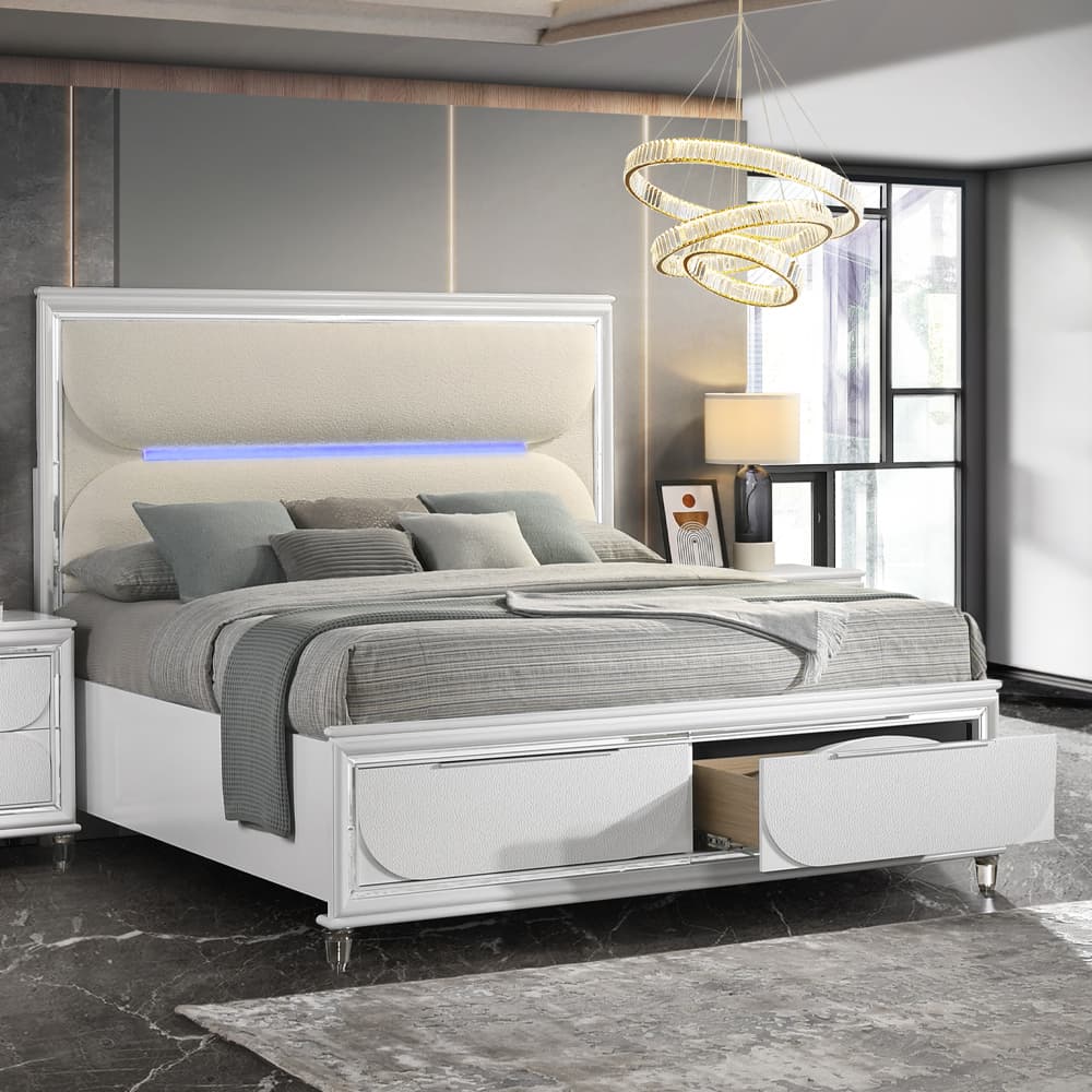 Queen Bed W/Storage & LED