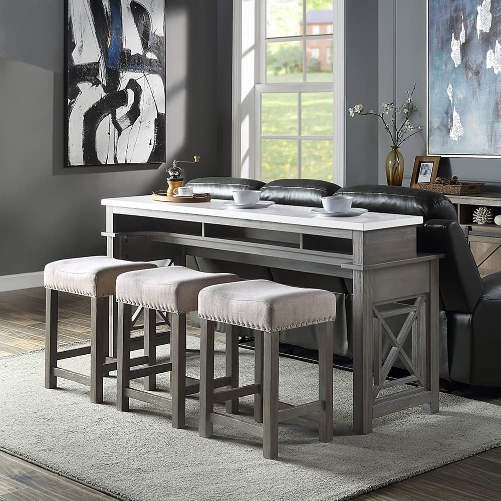 4Pc Pack Counter Height Table Set W/USB