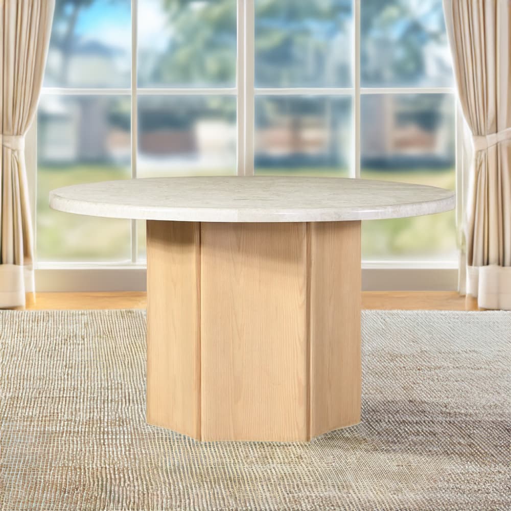 Round Dining Table W/Natrual Marble Top 6