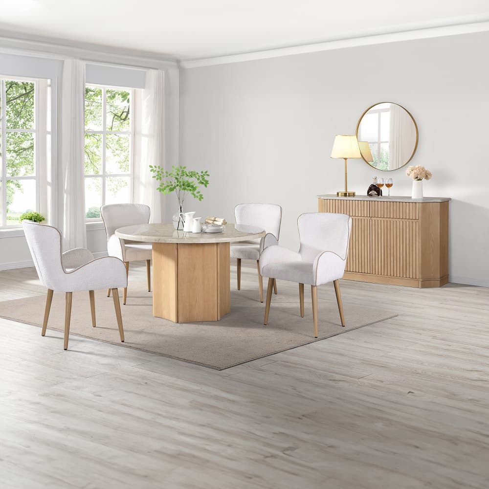Round Dining Table W/Natrual Marble Top 4