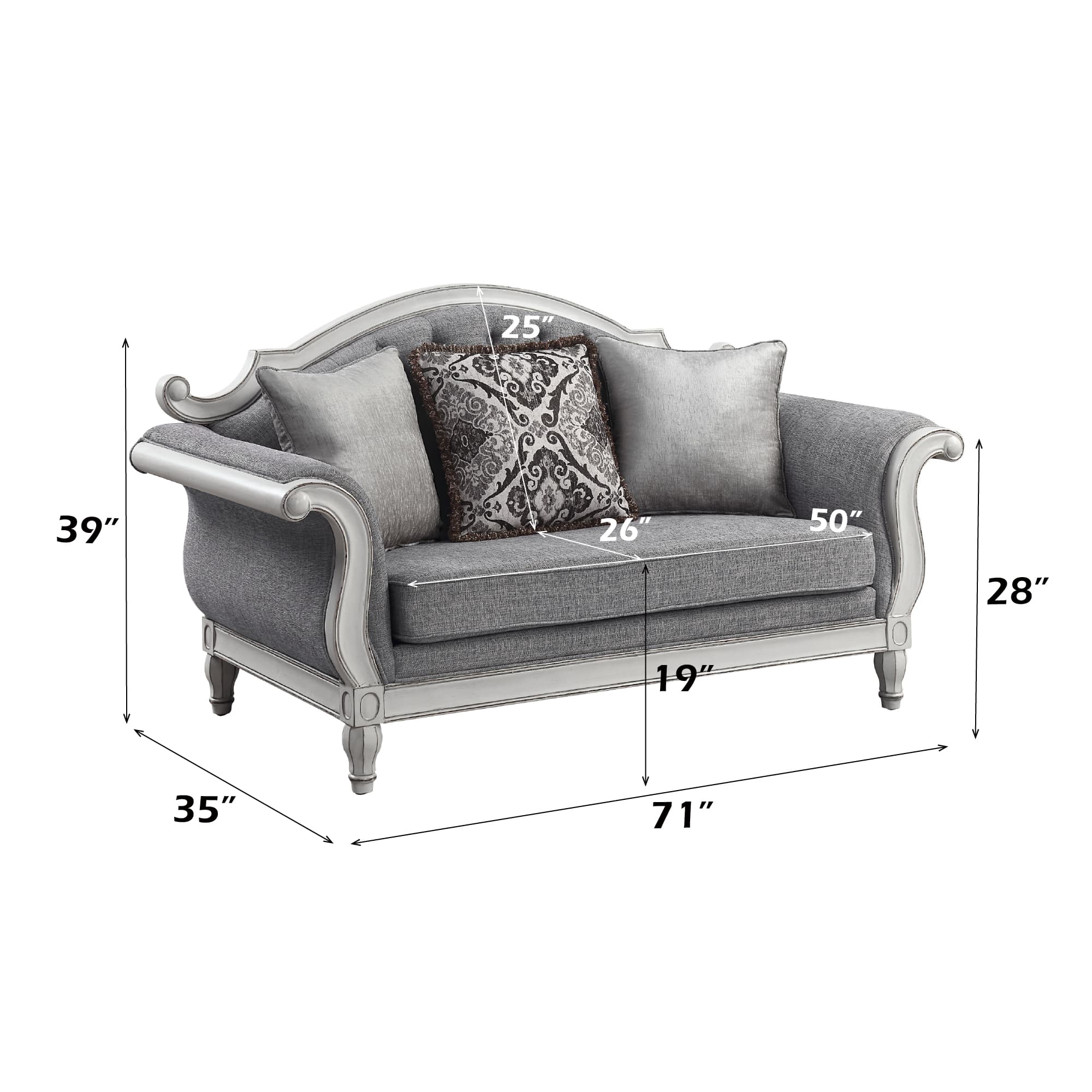 Loveseat W/3 Pillows 8