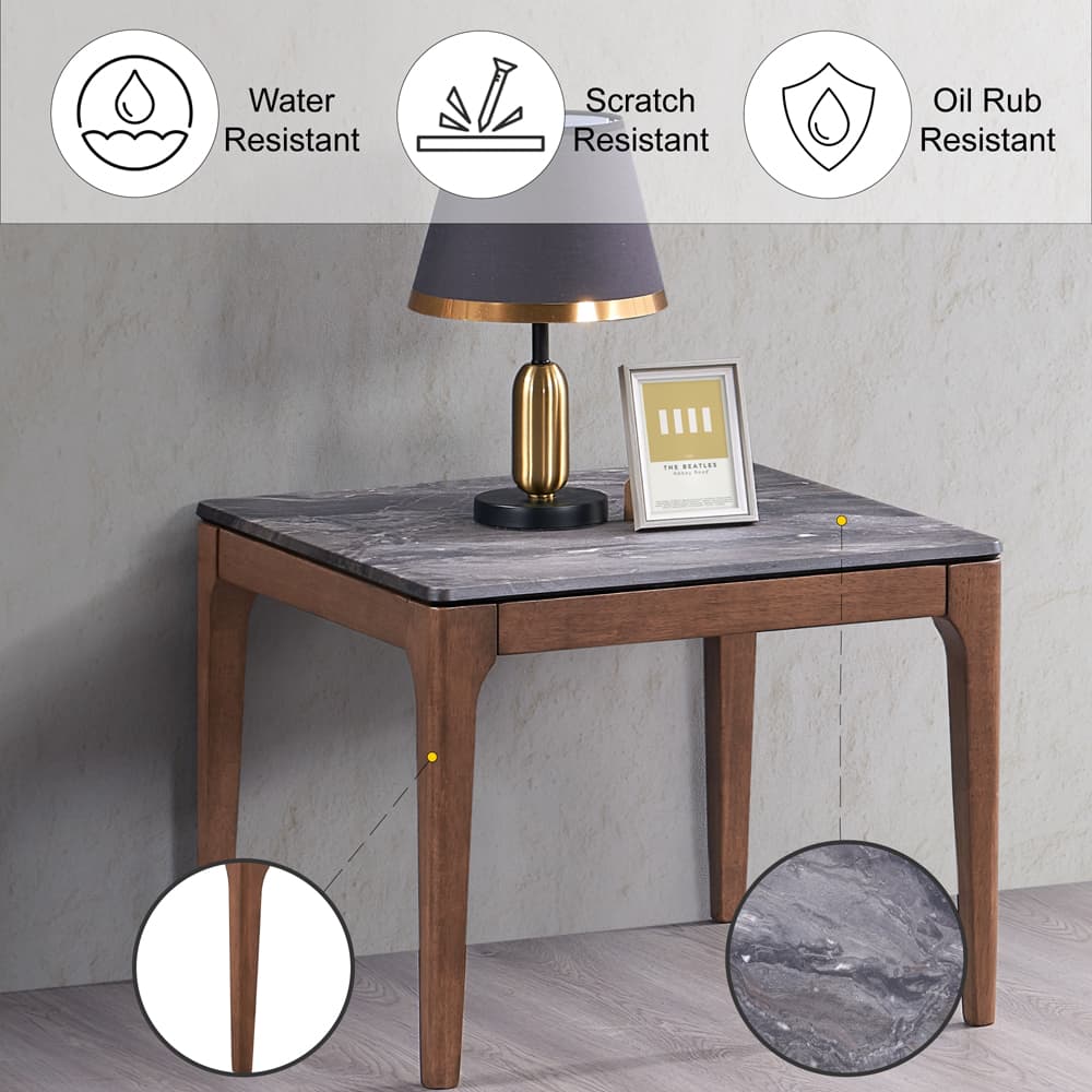 Elevate your living space with the Bevis Collection End Table, where timeless design meets sophisticated elegance. This coffee table pairs an engineered stone surface with the warm tones of a sturdy wooden base, creating a striking visual harmony that commands attention. Perfect for contemporary and traditional settings alike, its expansive top offers ample space for artful displays, casual gatherings, and intimate evenings alike. The Bevis Collection embodies a sense of refined luxury that turns everyday living into an extraordinary experience. Make this exquisite piece the heart of your home, where style and function blend seamlessly.