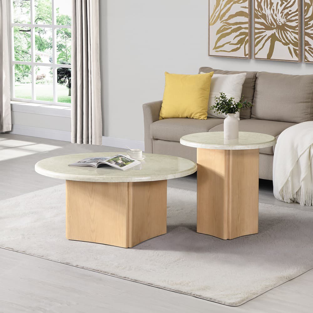 Coffee Table W/Natrual Marble Top 6