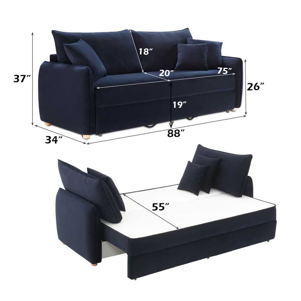 Sofa W/Sleeper & 3 Pillows 11