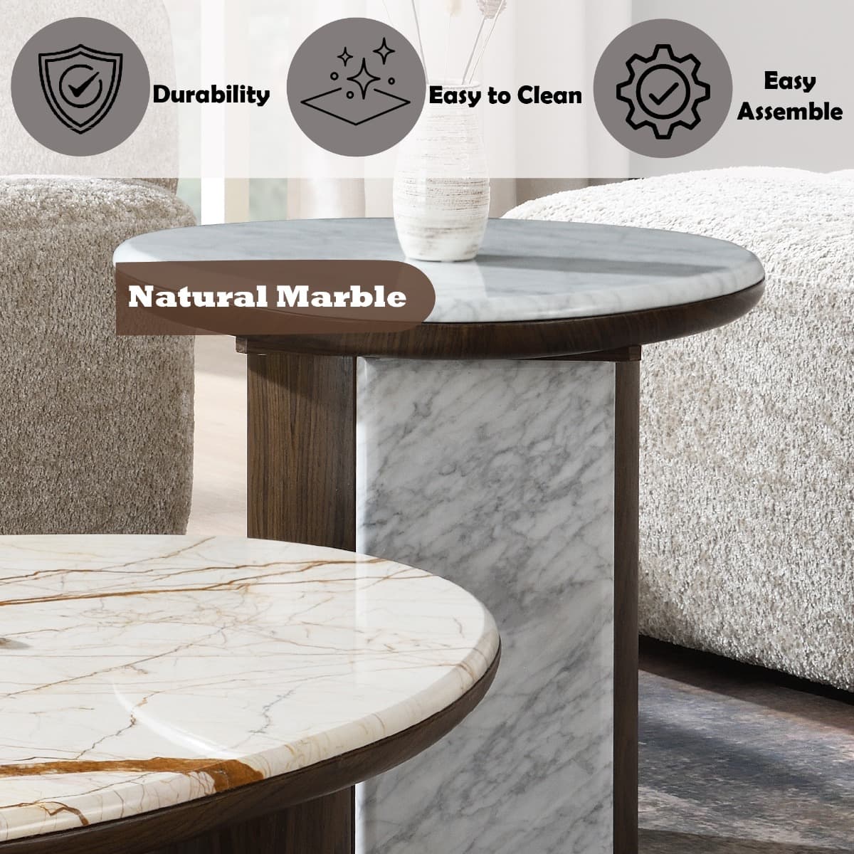 End Table W/Natural Marble 6