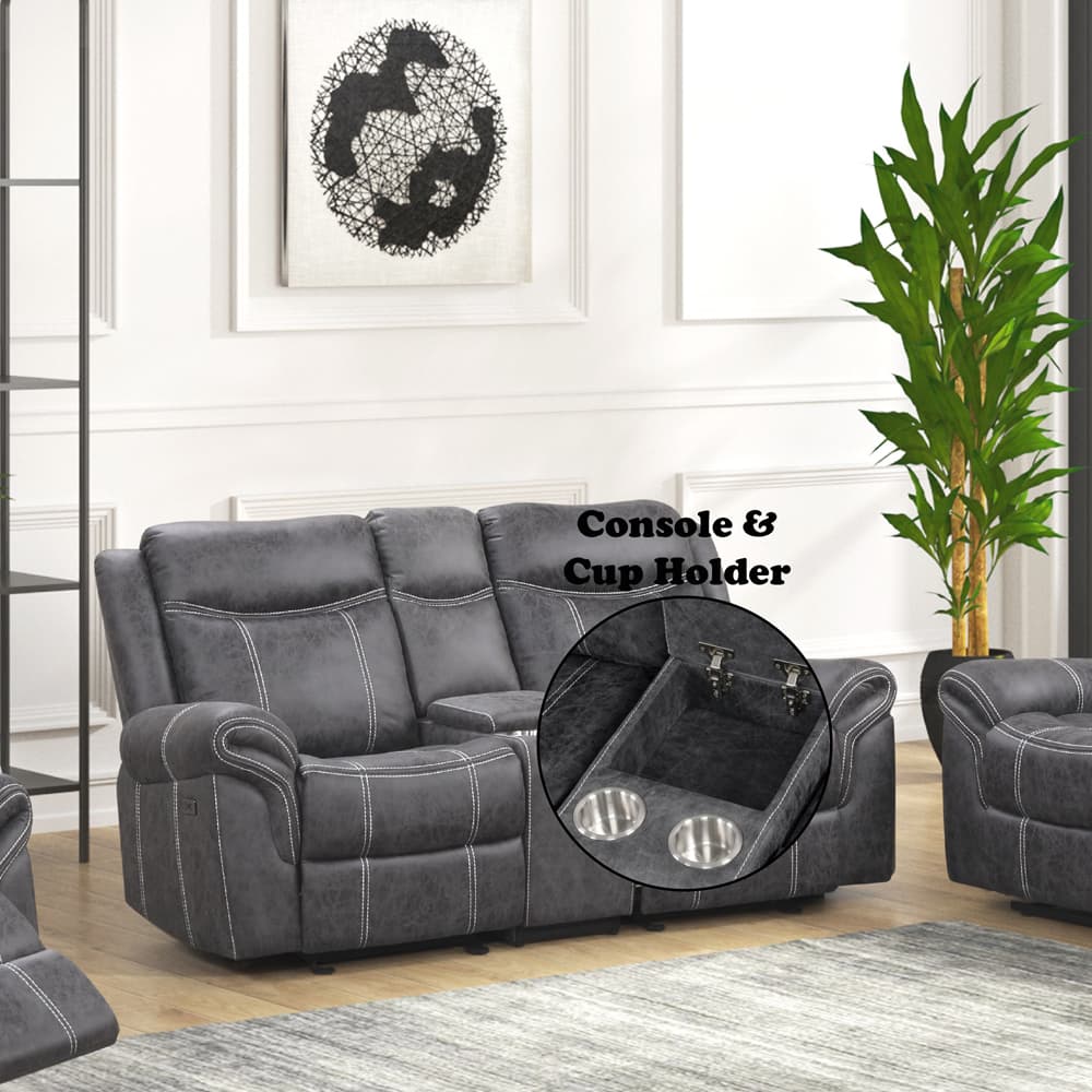 Power Motion Glider Loveseat W/USB Port 9