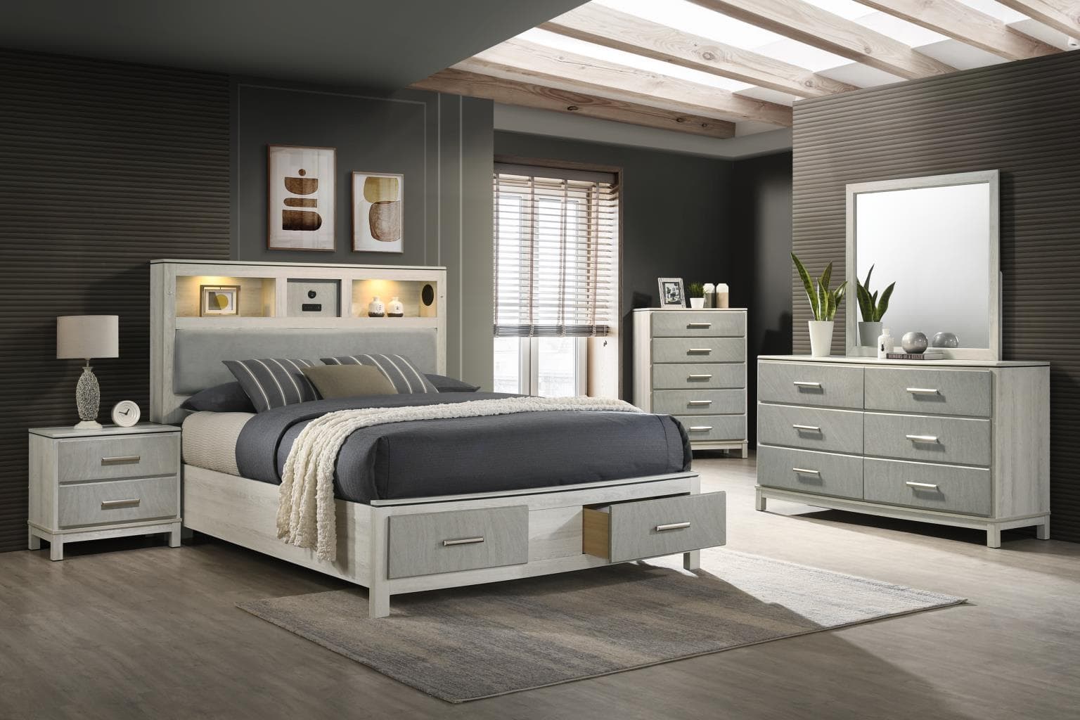 QUEEN BED FRAME - DRESSER - MIRROR - CHEST - NIGHTSTAND — B261-C, B261-D, B261-K, B261-KDM, B261-KDMCN, B261-M, B261-N, B261-Q, B261-QDM, B261-QDMCN